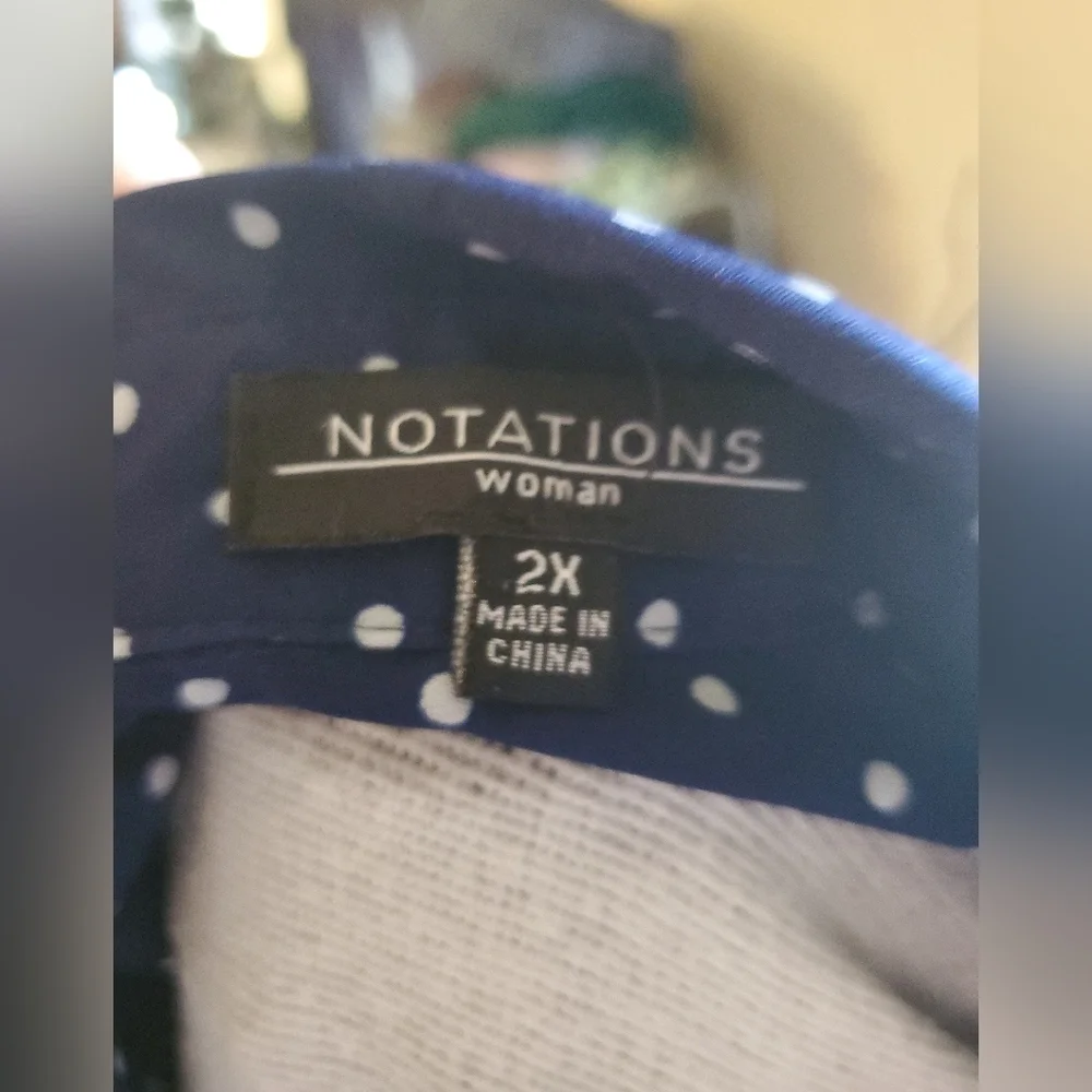 Notations Navy  Shirt with White Dots 2X - Picture 3 of 4